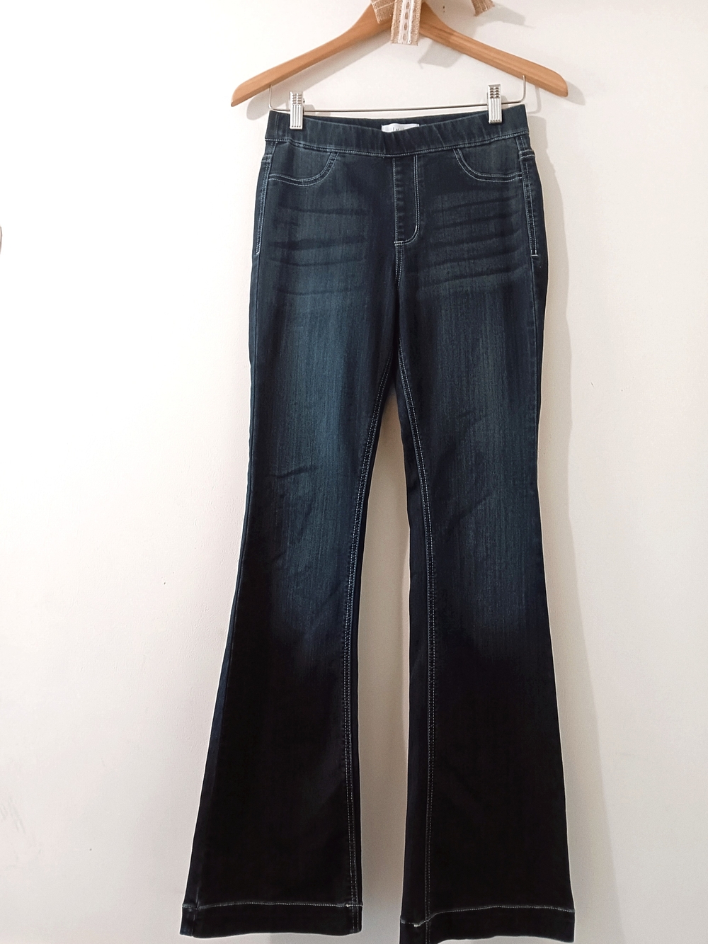 Jelly Jeans High Rise Stretch Pull On Dark Denim Jegging Flare Leg Pants Small
